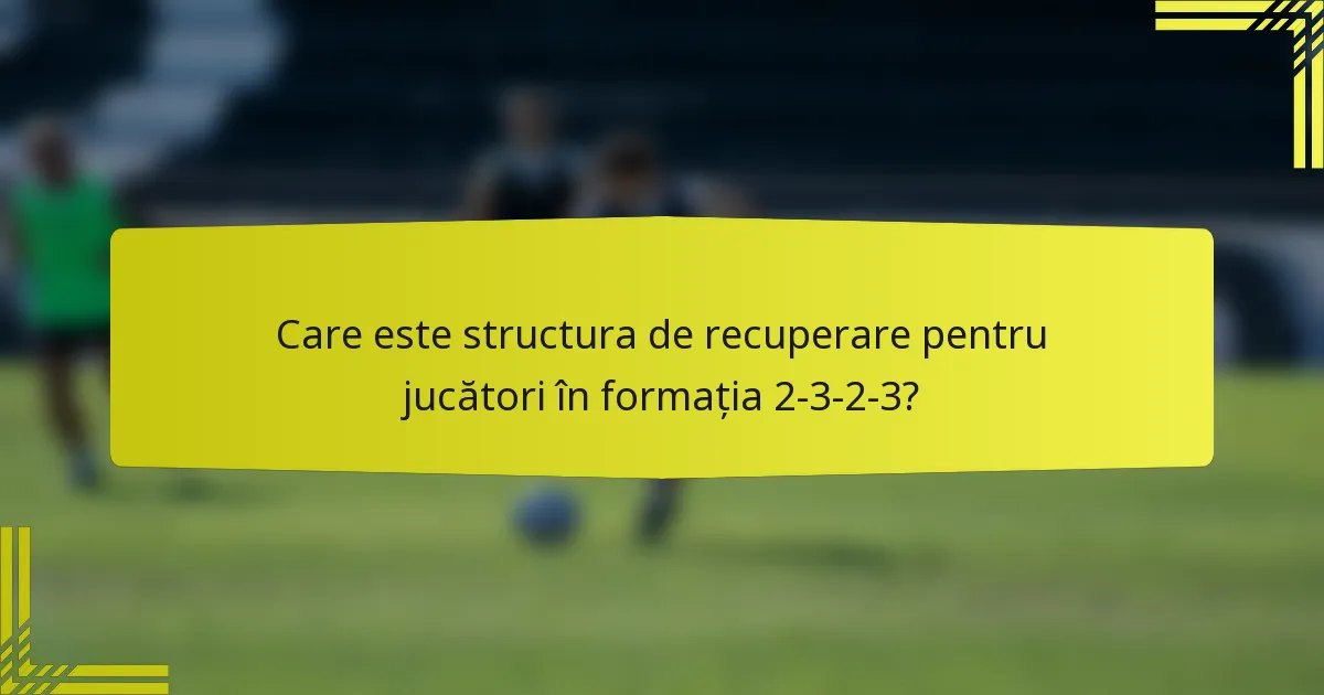 Care este structura de recuperare pentru jucători în formația 2-3-2-3?