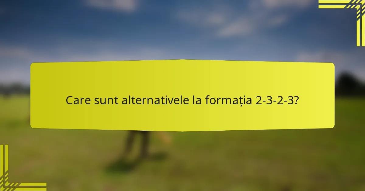 Care sunt alternativele la formația 2-3-2-3?