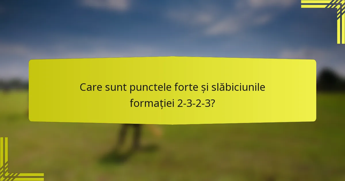 Care sunt punctele forte și slăbiciunile formației 2-3-2-3?