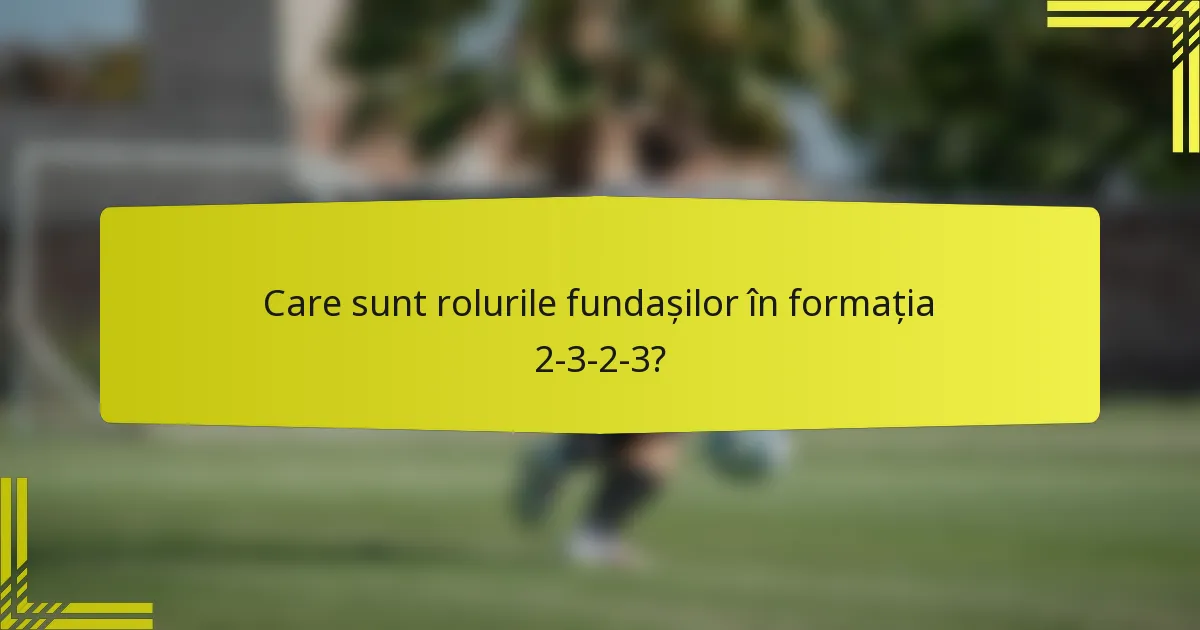 Care sunt rolurile fundașilor în formația 2-3-2-3?