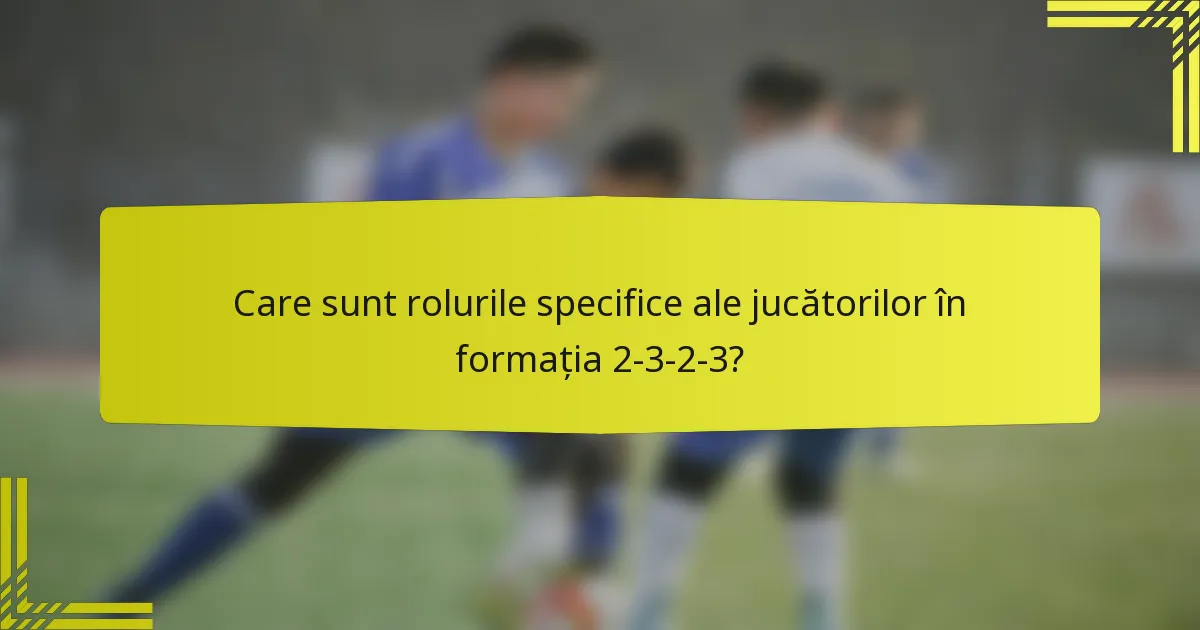Care sunt rolurile specifice ale jucătorilor în formația 2-3-2-3?